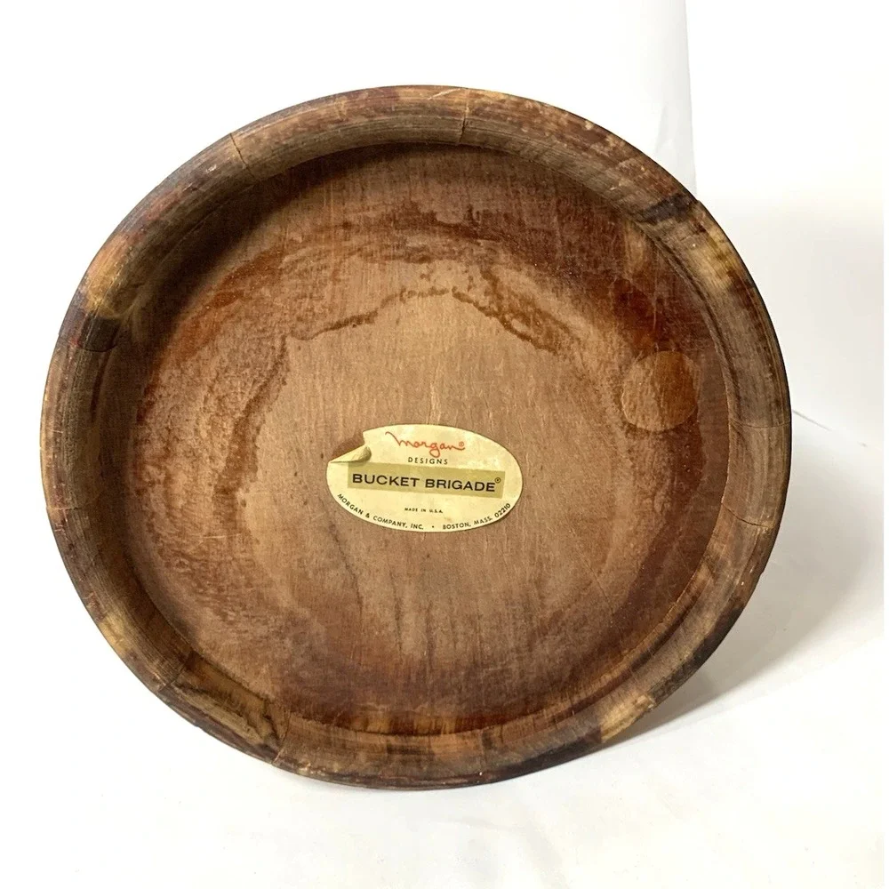 Morgan Designs Ice Bucket Brigade Vintage Wood Cocktail Flip Lid USAmade FLAW